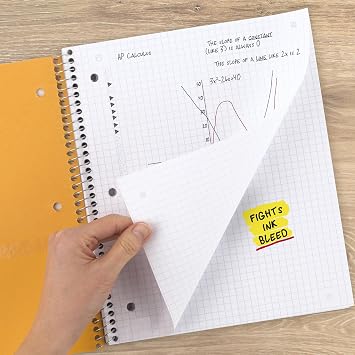Five Star Spiral Notebook + Study App, 1 Subject, Graph Ruled Paper, 8.5 x 11, 100 Sheets, Assorted Colors, 6 Pack (73549)