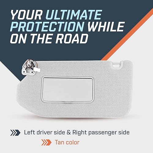 Miniatura 2 de SAILEAD Reemplazo de visera solar lateral izquierdo y derecho, extensor de visera de automóvil con luz de tocador, compatible con Nissan Pathfinder