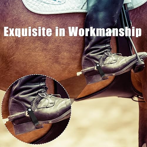 Miniatura 3 de Sadnyy 16 correas de talón de goma negra ajustables de una sola capa para hombres y mujeres, vaquera, equitación, 9.84 pulgadas