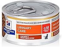 Vista 1 de Hill's Prescription Diet C/D Multicare Stress Urinary Care Alimento húmedo para gatos, estofado de pollo y verduras, latas de 2.9 onzas, paquete