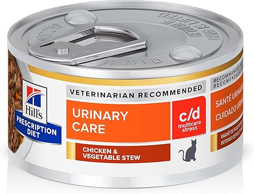 Hill's Prescription Diet CD Multicare Stress Urinary Care - Alimento enlatado para gatos con pollo y verduras, 2.9 onzas, paquete de 24 alimentos
