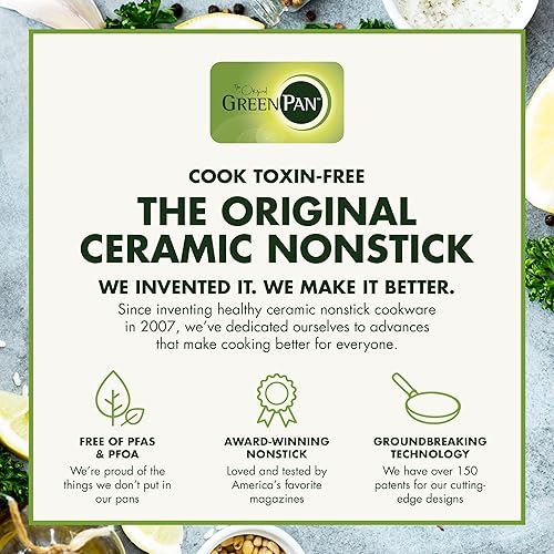 Miniatura 8 de GreenPan Reserve - Juego de sartenes antiadherentes de cerámica anodizada y saludable de 8 y 10 pulgadas mango dorado sin PFAS apto para
