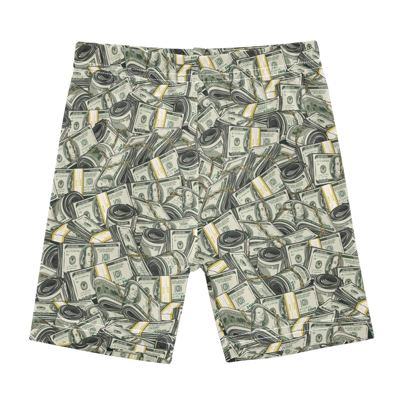 JHKKU Girls Money Dollar Shorts Cotton Cartwheel Bike Kids Biker Under Dress Dance Short Girl Clothes 5T