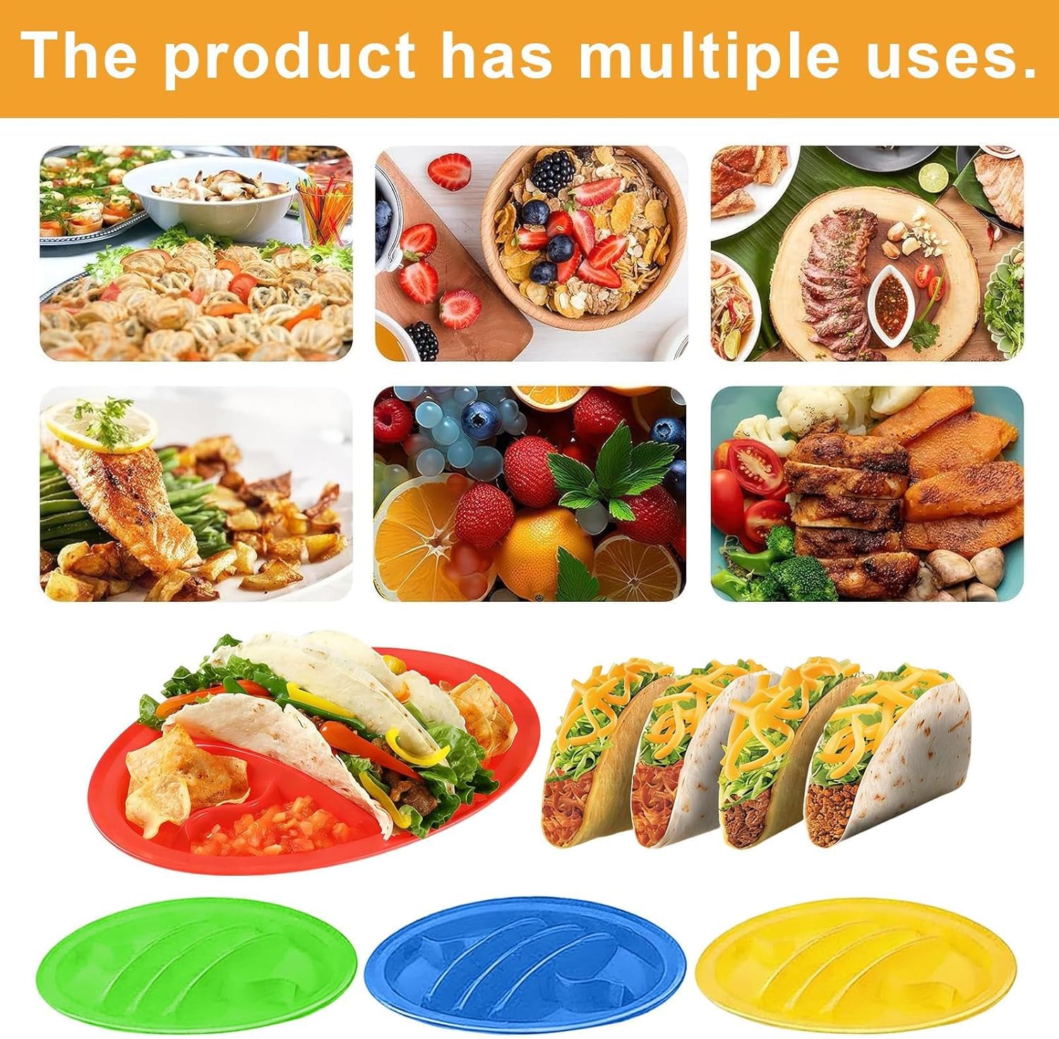 Taco Holder | Serving Holder with Dividers | Taco Stand Up Plates - for Dinner Party Kitchen Wedding Celebration Lunch Restaurant Commercial