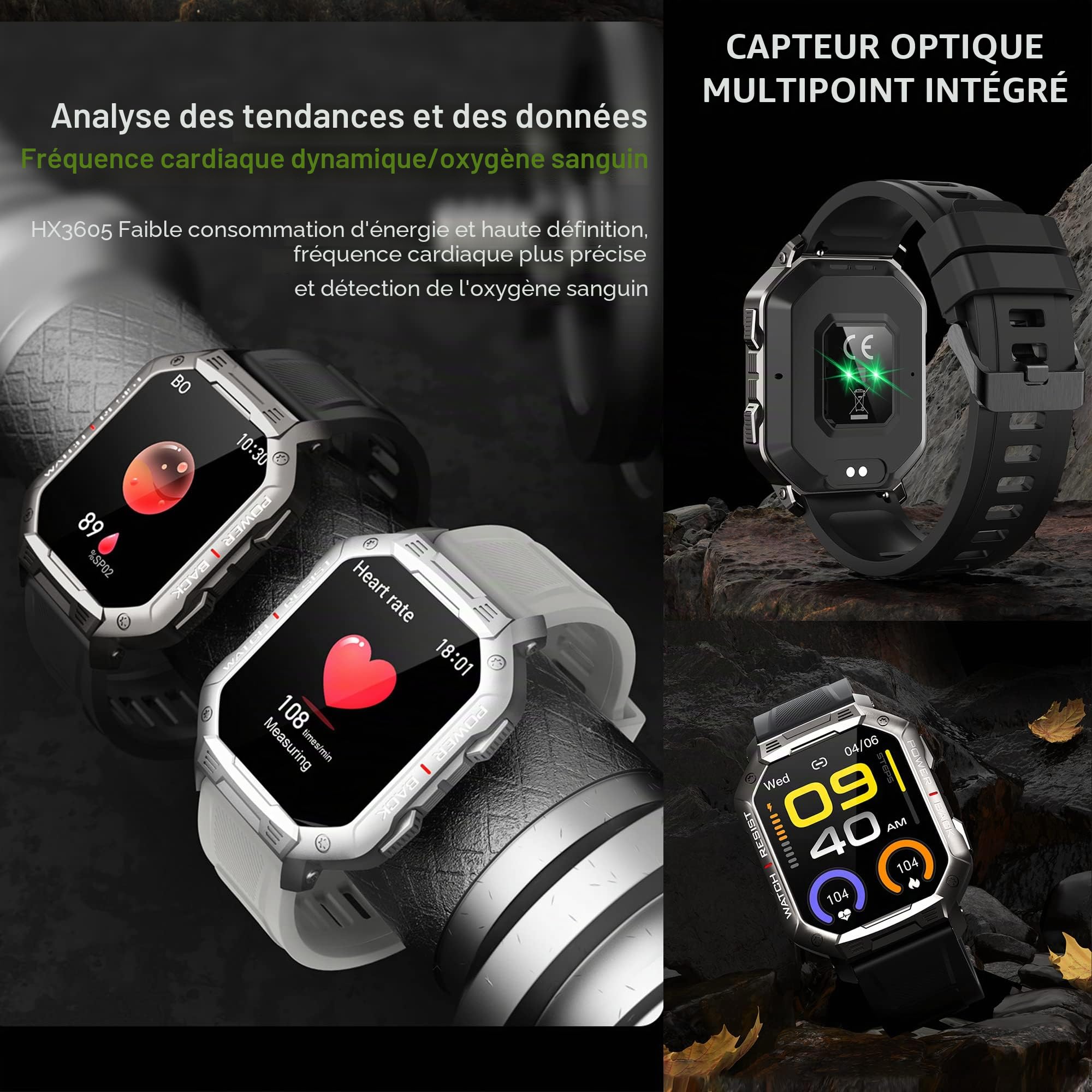 Montre Connectée Homme Appels Bluetooth, 1,83" Sport Écran Tactile Smartwatch Bracelet Connectee avec Moniteur de Sommeil Fréquence Cardiaque Podomètre GPS Fitness Tracker pour Android iOS (Noir)