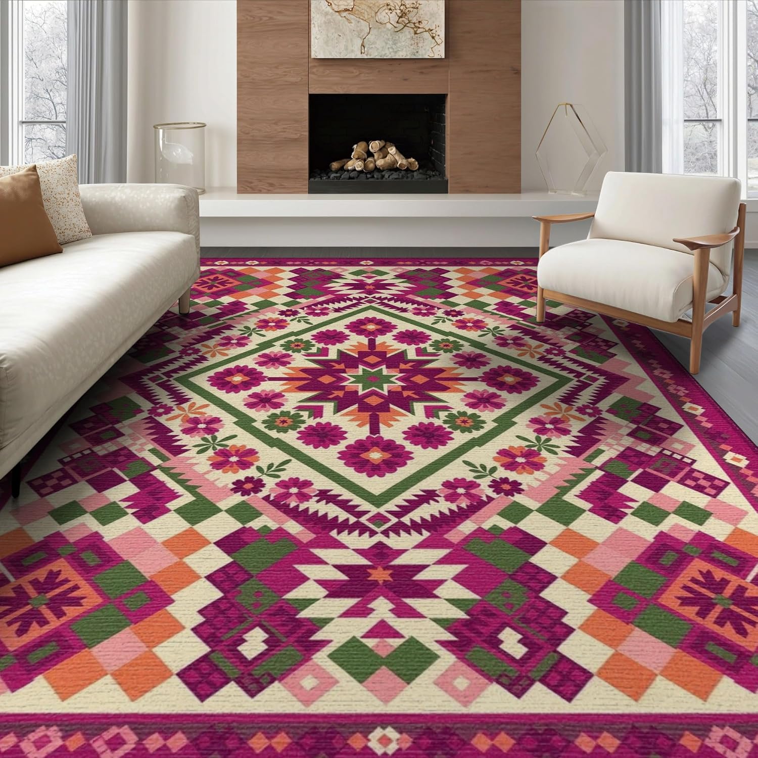 Amazon.com: ODIKA 8'x10' Pink Tiger Aztec Southwestern Boho Tibetan ...