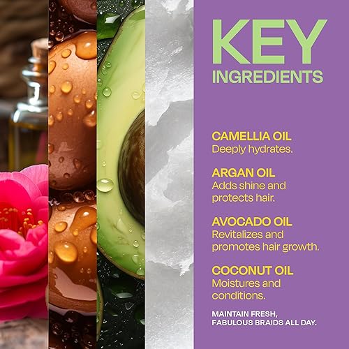 Miniatura 5 de LOCK'N SLEEK Espuma trenzada para trenzar, giros y rizos, sin encrespamiento con brillo, secado rápido, mousse ligero, 8 onzas