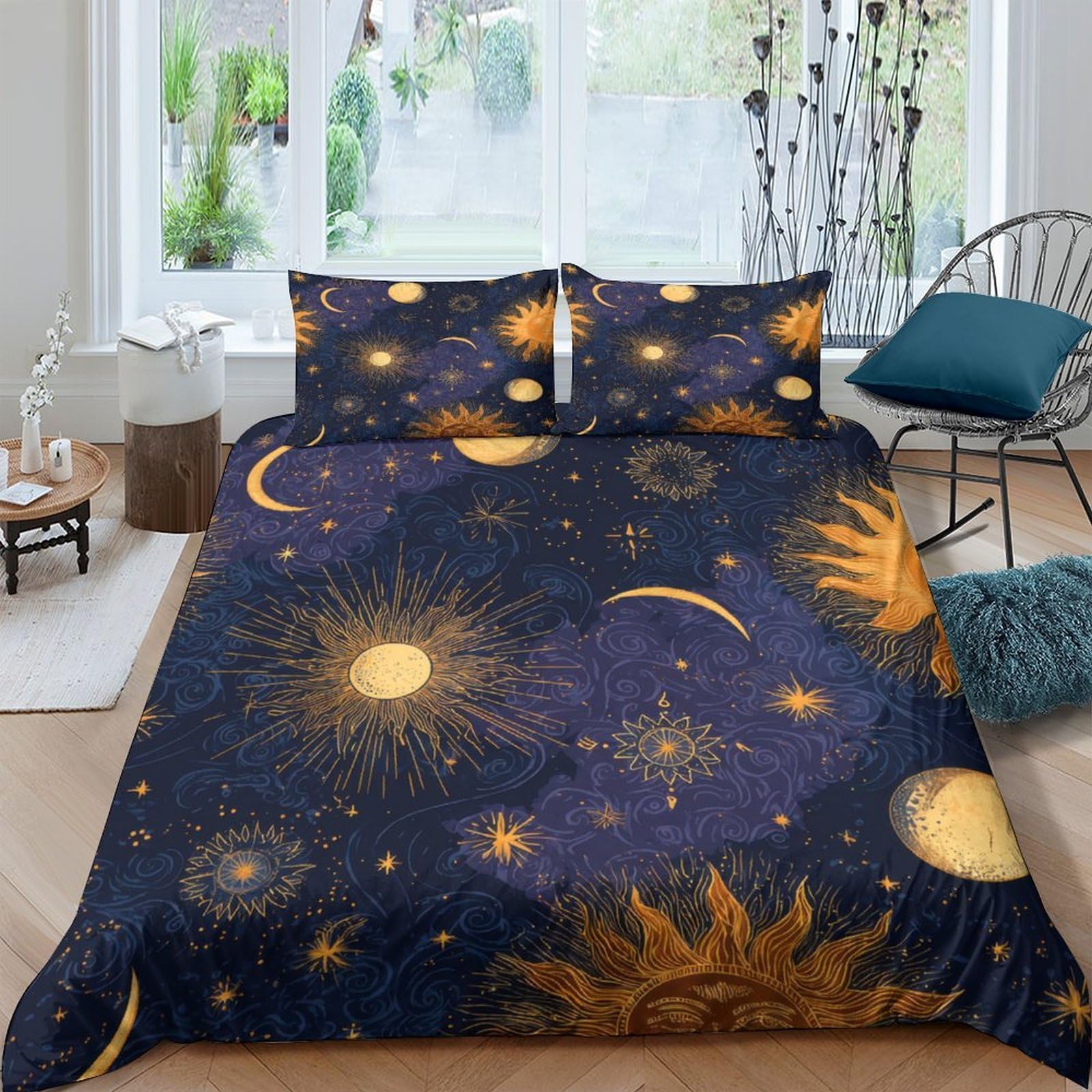 XFKLYNVCJ 3D Printed StarryNightSky Duvet Cover Microfiber OrnateCelestialArt Bed Cover Fade Resistant Stain Resistant Family Home Bedroom Use King（220x240cm）