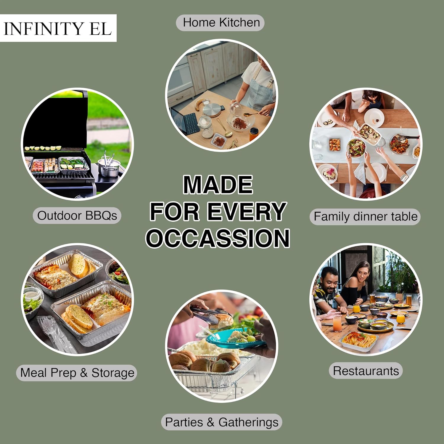 INFINITY EL Disposable Aluminum Foil Pans 10 Pack | Full Size 20.5" x 13" x 3" Deep Disposable Pan, Aluminum Baking Pans | Heavy Duty Foil Pan for Roasting Turkey, Lasagna, Thanksgiving, Christmas