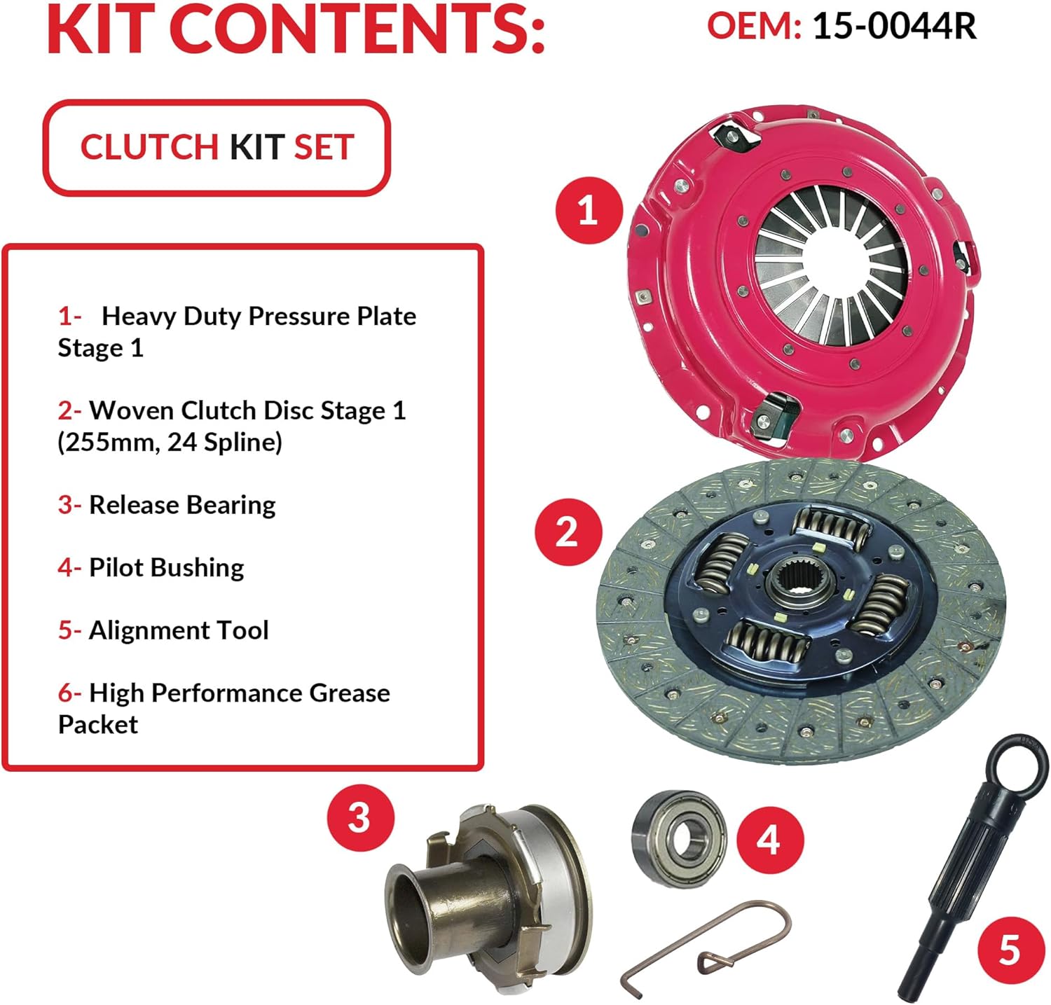 Clutch Kit And Sleeve Compatible With Forester Impreza Legacy X Base Limited Premium Sport Touring 2.5i Outback L H6 L.L. Bean VDC 1996-2012 2.0L H4 2.5L H4 3.0L H6 (Clutch Disc Stage 1; 15-004R)