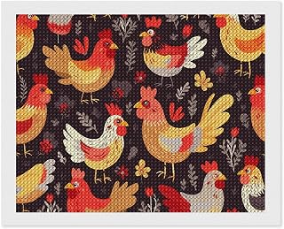 FekiLoot Cute Rooster Chickens Diamond Painting Kits for Adults 16"x20" 5D DIY Diamond Art Kit Beginners Gem Painting Round Full Drill Diamond Dots Gem Art Crafts for Home Wall Decor Gifts