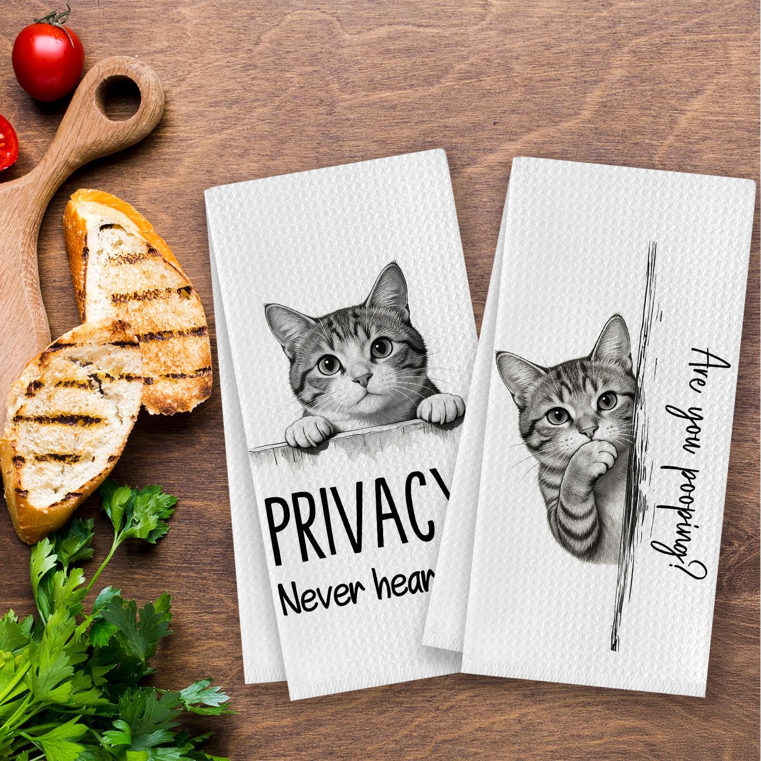 Funny Cat Hand Towels for Bathroom Decor, Cat Gift for Wome Kids, 16x24 Inches Set of 4