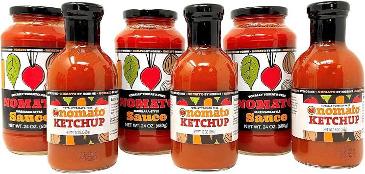 Nomato - Original Tomato Free Ketchup & Marinara Sauce Bundle Pack 3x13oz Ketchup, 3x24oz Marinara - Gluten, Nut & Dairy Free