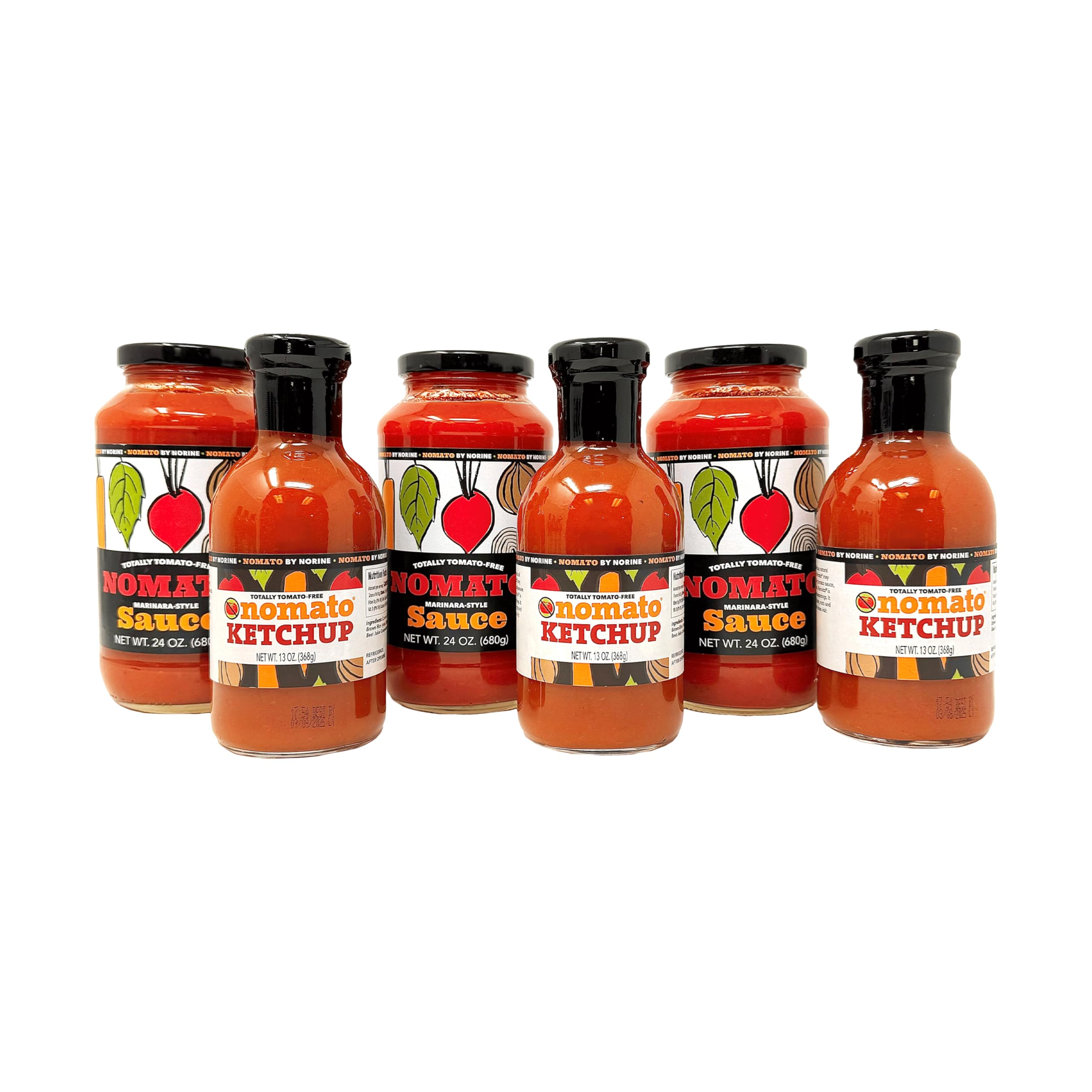 Nomato - Original Tomato Free Ketchup & Marinara Sauce Bundle Pack (3x13oz Ketchup, 3x24oz Marinara) - Gluten, Nut & Dairy Free