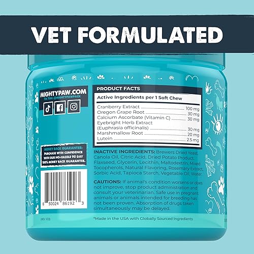 Miniatura 9 de Mighty Paw Waggables Eyes (fabricado en Estados Unidos)  Masticables para manchas de lágrimas para perros. Suplementos de apoyo para la visión y las