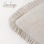 Foindtower Set of 2 Decorative Linen Fringe Throw Pillow Covers Cozy Boho Farmhouse Cushion Cover with Tassels Soft Accent Pillowcase for Couch Chair Sofa Bed Living Room Home Decor,18×18 Inch,Beige