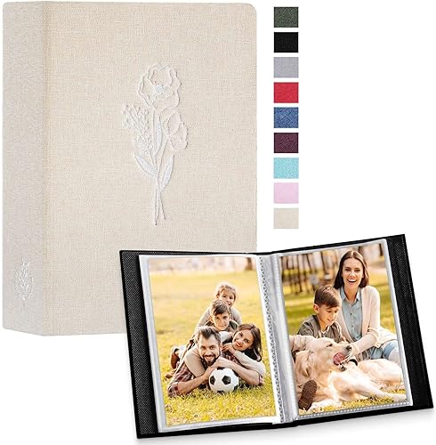 Vista 114 de Lanpn Álbum de fotos de 4 x 6 pulgadas, 600 bolsillos, cubierta de lino, álbumes de imágenes grandes con capacidad para 600 fotos horizontales