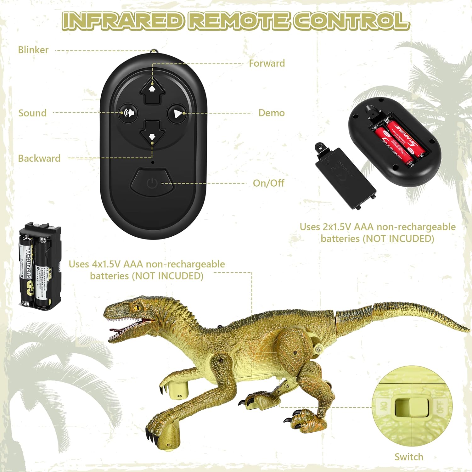 Remote Control Dinosaur Toys for Kids, Electronic RC Toys Educational Simulation Velociraptor, Realistic Roaring Sounds,Robot Walking Toy Gifts for Boys Age 3 4 5 6 7 8 9 : Toys & Games