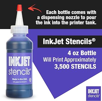 Ink Jet Refill Stencil Ink Compatible for Stencils Printer Ink (Violet, 4-Oz Bottle)