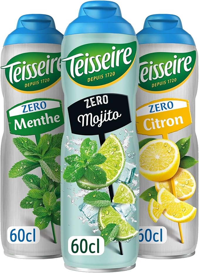 Lote de 3 siropes de limón, menta y mojito 3X0,6 L.