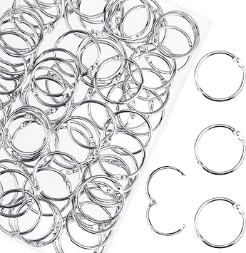 HAUTOCO 100 Pcs Loose Leaf Binder Rings, 1.2 Inch Nickel Plated Metal Binder Rings, Office Book Rings Keychain Key Rings for School Home Index Cards