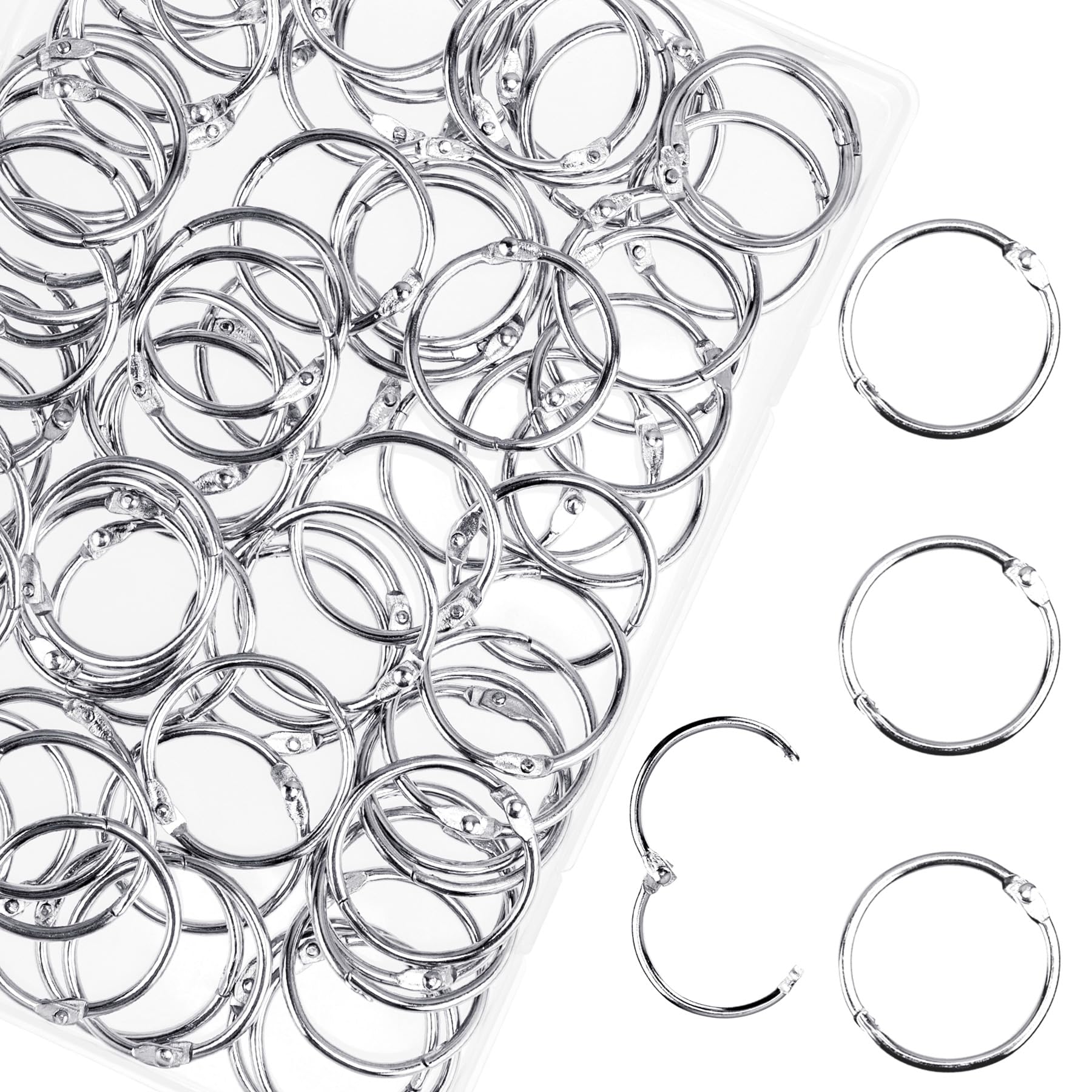 HAUTOCO 100 Pcs Loose Leaf Binder Rings, 1.2 Inch Nickel Plated Metal Binder Rings, Office Book Rings Keychain Key Rings for School Home Index Cards