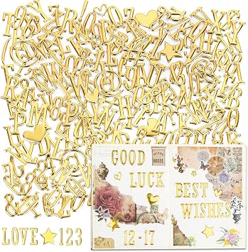 306pcs Gold Letter Stickers, Puffy Scrapbook Alphabat Sticker 1 Inch 3D Letters and Numbers for Scrapbooking, DIY Crafts, Gifts Decor, Sign Making - 6 Sheets