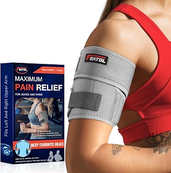 FEATOL Bicep Tendonitis Brace, Upper Arm Compression Sleeve Support Bands