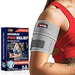 FEATOL Bicep Tendonitis Brace Compression Sleeve Support, Upper Arm Brace Tricep Bicep Support Bands for Men and Women, Arm Wrap Pain Relief for Muscle Strains and Inflammation(Gray, Small)
