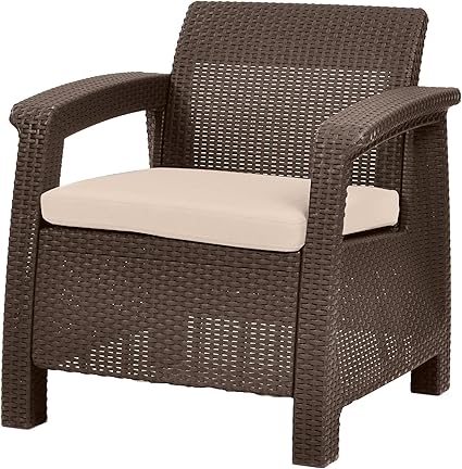 Amazon.com : Keter Corfu Resin Wicker Patio Chair for Outdoor Seating ...