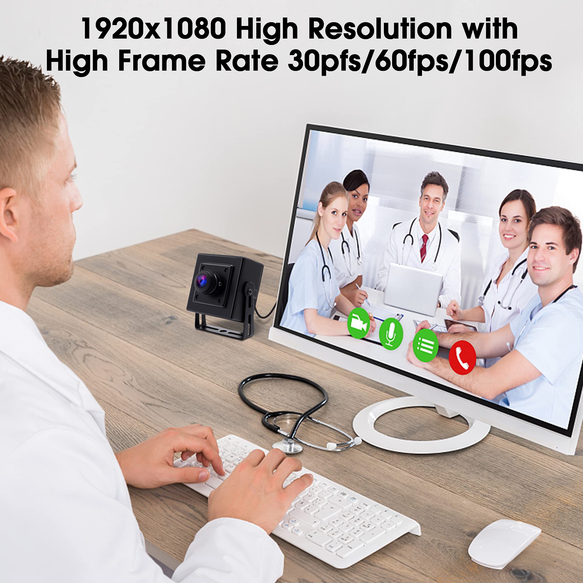 Svpro Cámara web ultra gran angular 1080P 30 fps, cámara industrial USB de alta resolución para sistema de seguridad HD, Plug and Play, cámara de conferencias, Linux, Android y Mac compatible con PC