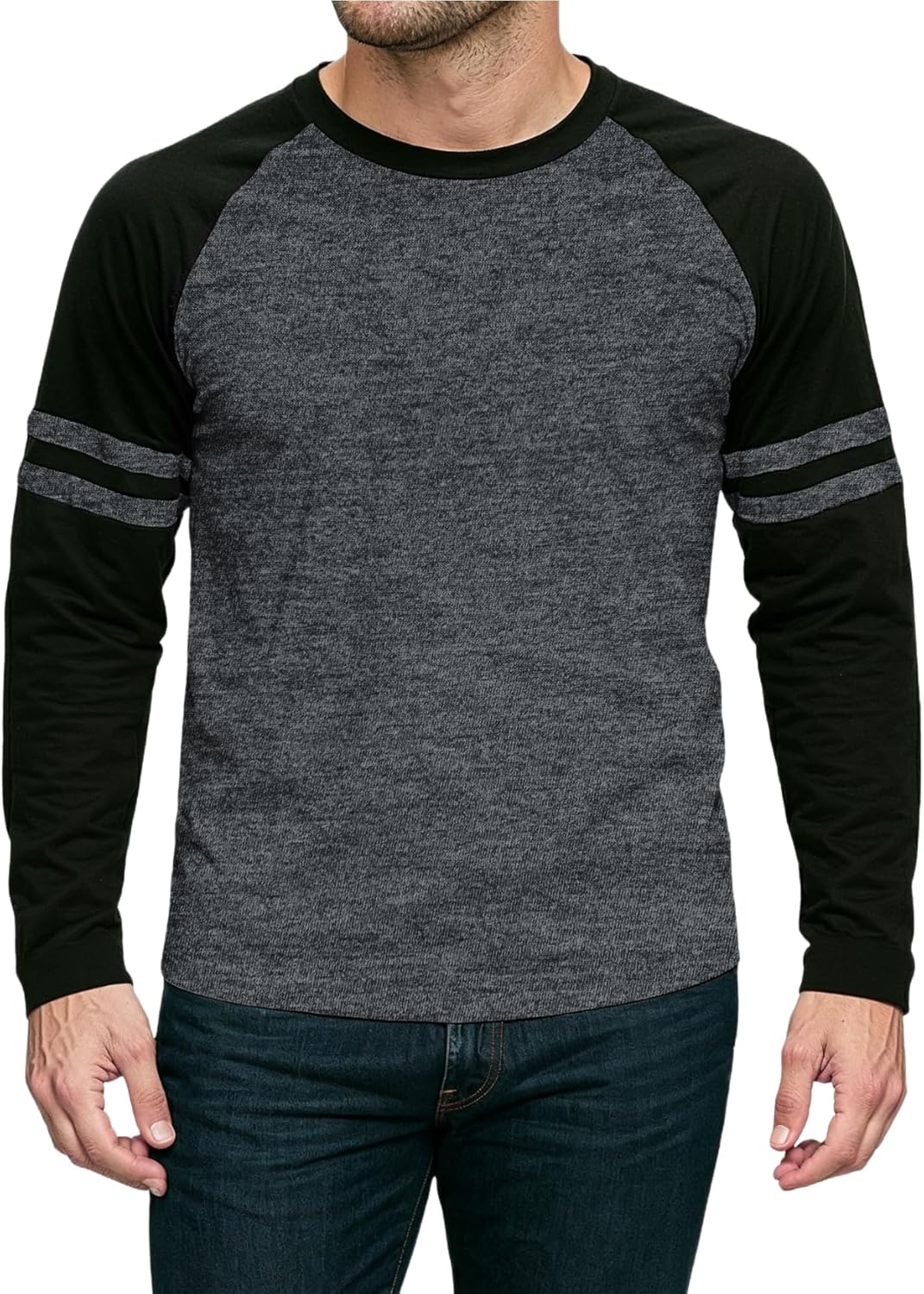 Decrum Raglan Shirt Men - Soft Sports Jersey Style Long Sleeve Baseball Shirts for Men
