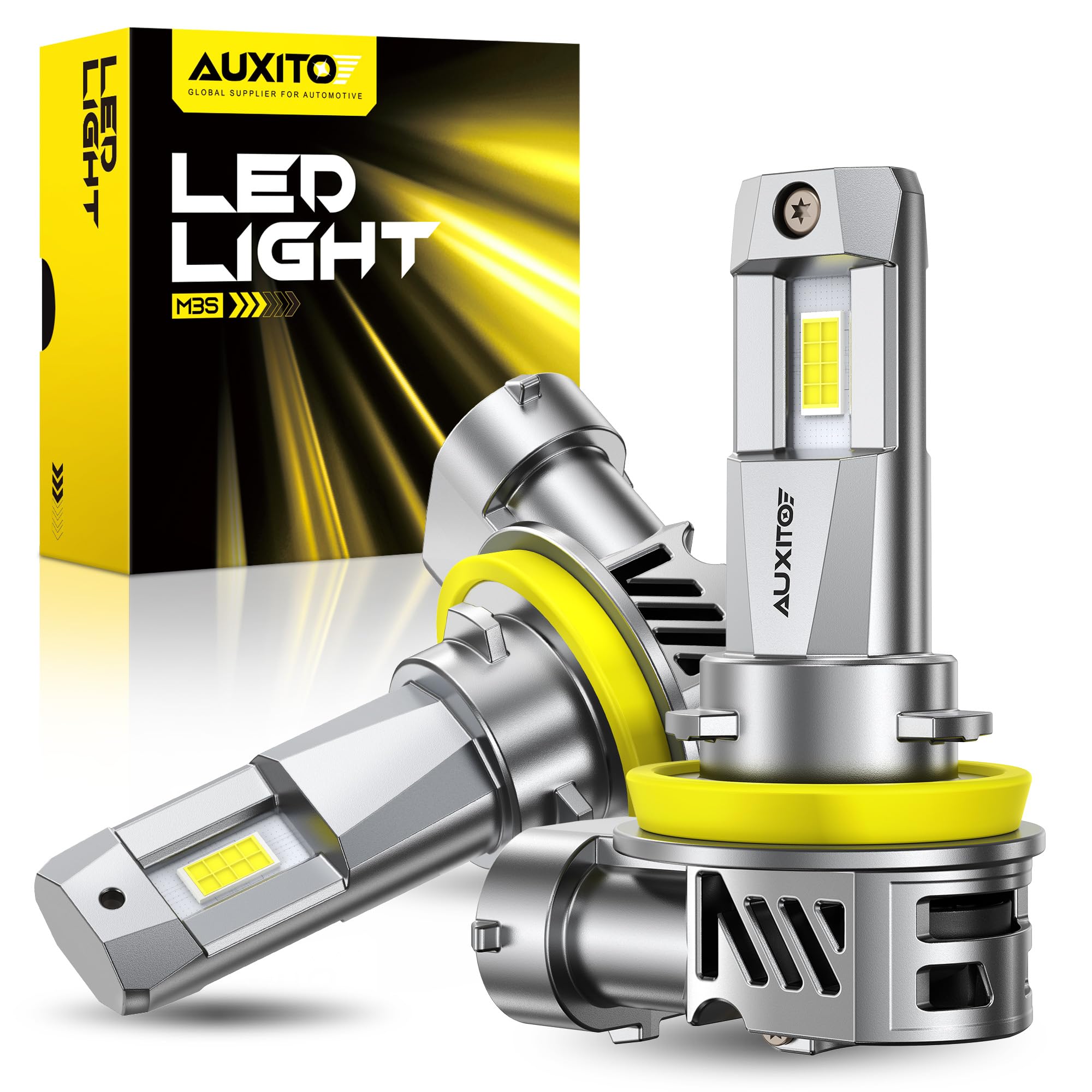 AUXITO H11 H8 H9 LED Bulbs Combo, 15X Brighter, 5-Min Install, IP68, 2 Pack