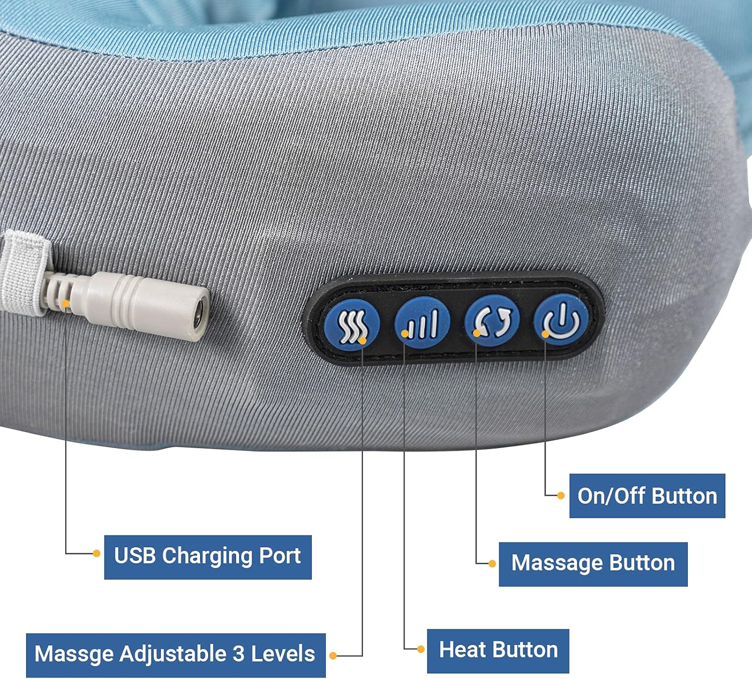 EEZEE Neck Massager Pillow with Heat Cervical Neck Support Travel Massage Neck Pillow with Heat U-Shaped Memory Foam Pillow Massager for Fatigue Neck Pain for Home Office Airplane Car
