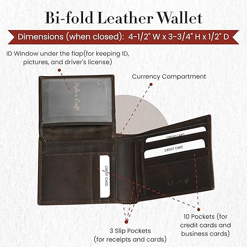 Vista 3 de Style N Craft Slim Bi-fold Hipster Leather Wallet, Full-Grain Leather Wallet