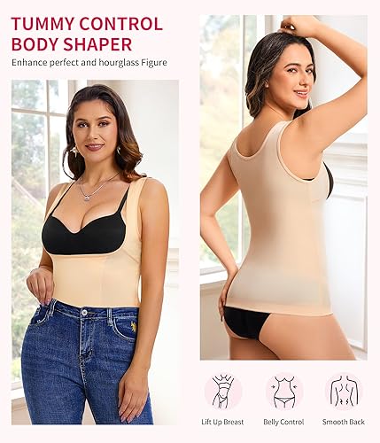 Miniatura 4 de Gotoly Chaleco de compresión para mujer con control de abdomen, faja de compresión invisible