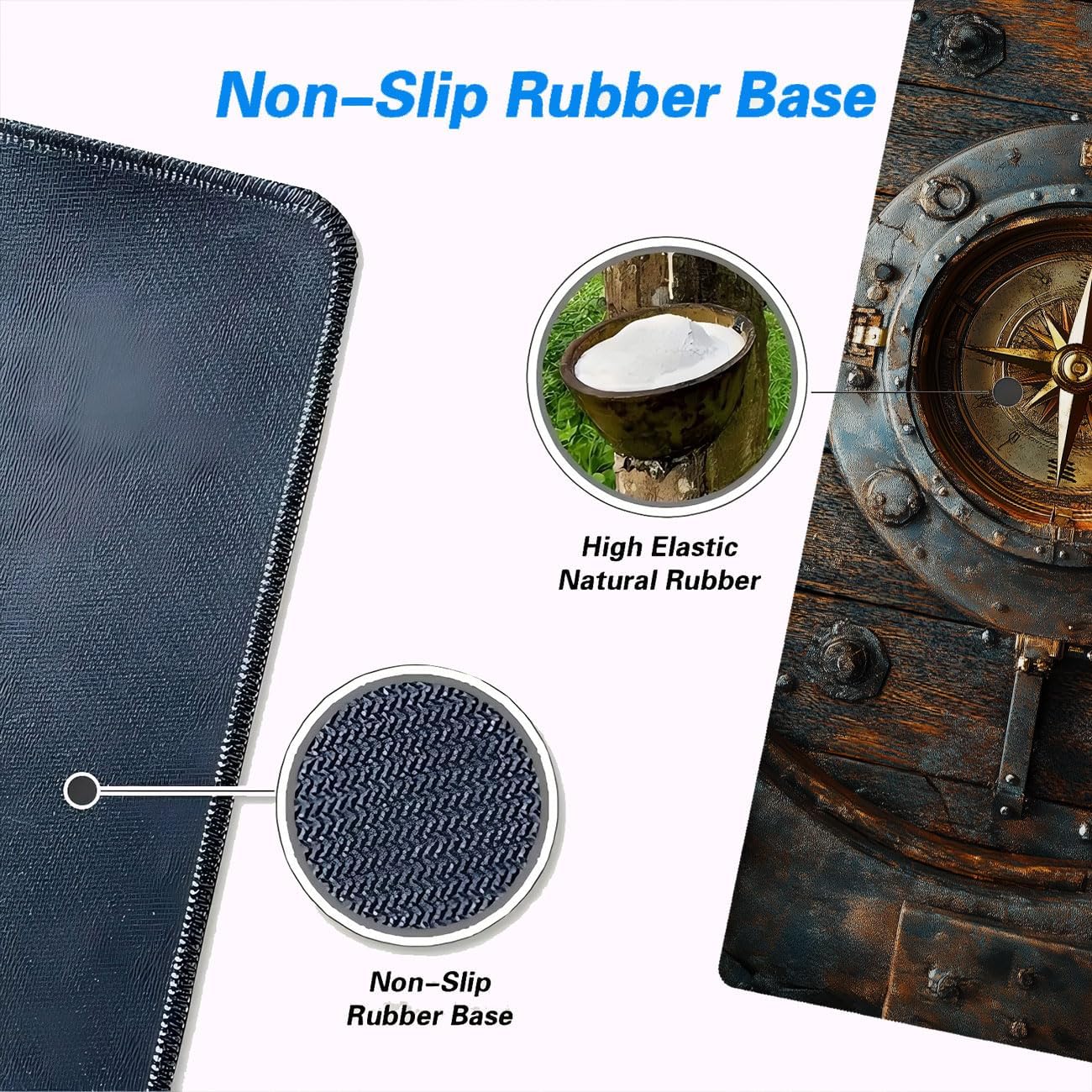 Vintage Compass Mouse Pad Steampunk Style Wooden Door Mousepad Large Gaming Mouse Pad Laptop Keyboard Mat Non-Slip Rubber Base Keyboard Desk Pad for Home Office Study Game 31.5”x11.8” image 5