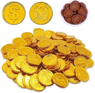 Goldtaler aus Schokolade/Euromünzen 200g, Essbare Schokoladentaler in Goldfolie, ideal für Schatzsuchen, Kindergeburtstage oder als Mitgebsel