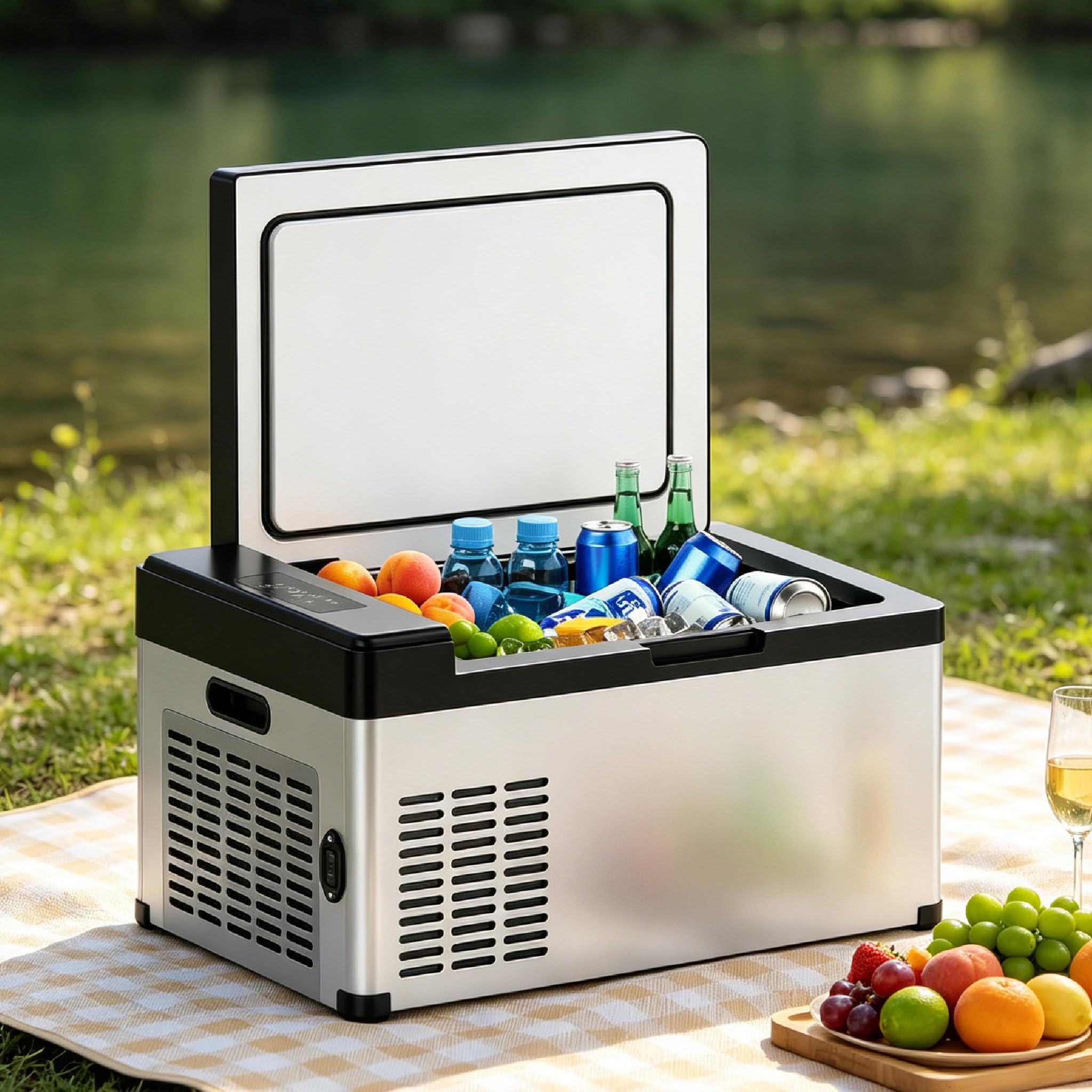 pedenencelia 18.6L Car Refrigerator Freezer, 12V/24V Portable Compressor Fridge with LED Temperature Control, 50°F to -0.4°F, No Ice Cooler for SUV, Truck, RV, Camping and Road Trips 15L