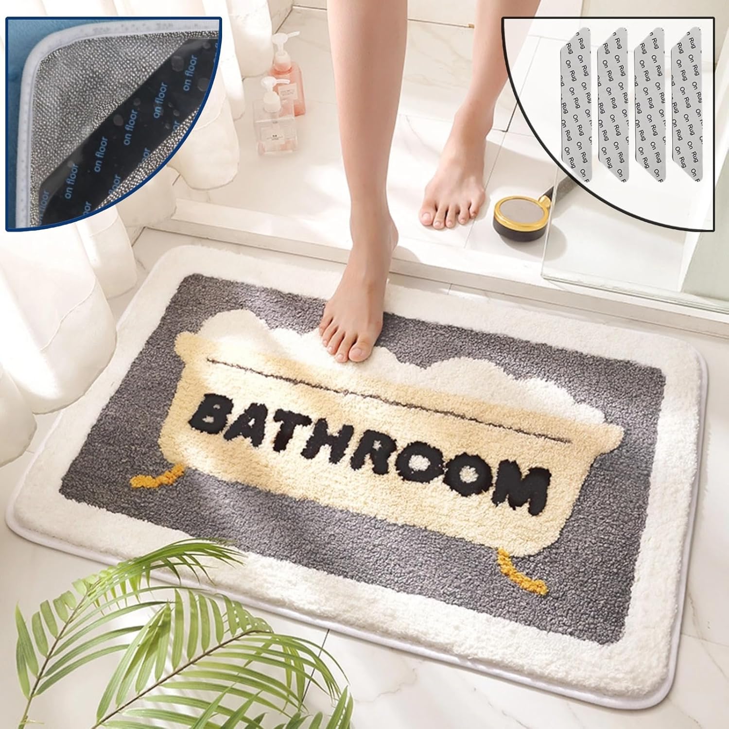 Luxury Bathroom Rugs Mat – 2cm/0.78inch Thick Extra Soft Absorbent Bath Rugs, Non-Shedding, Machine Wash, Non-Slip Shaggy Plush Carpet for Bathroom, Shower Room (AA005, 50cm×80cm/20inch×31inch)