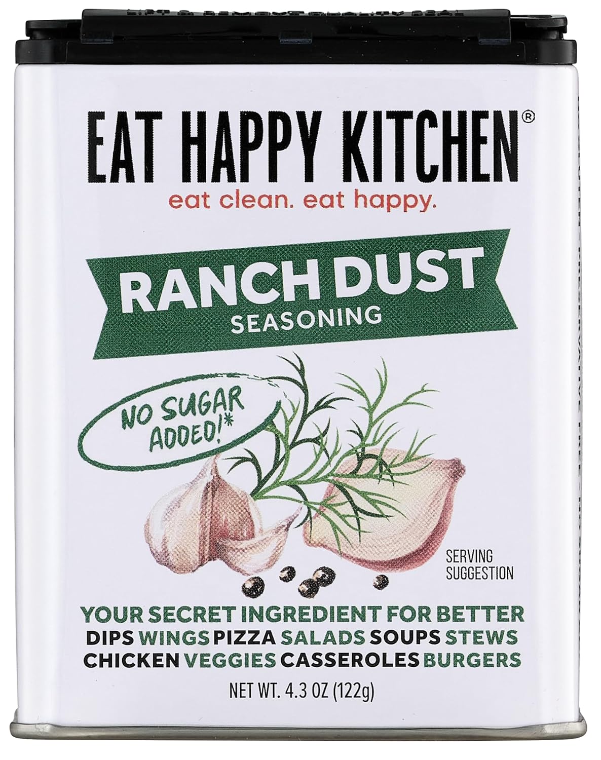 Eat Happy Kitchen Seasoning Variety Pack, 4 x 4.3 Oz – Salt, BBQ, Ranch Dust & Taco Dust – All-Purpose Spice Blends – No Sugar Added, Gluten Free, No Fillers – For Everyday Cooking