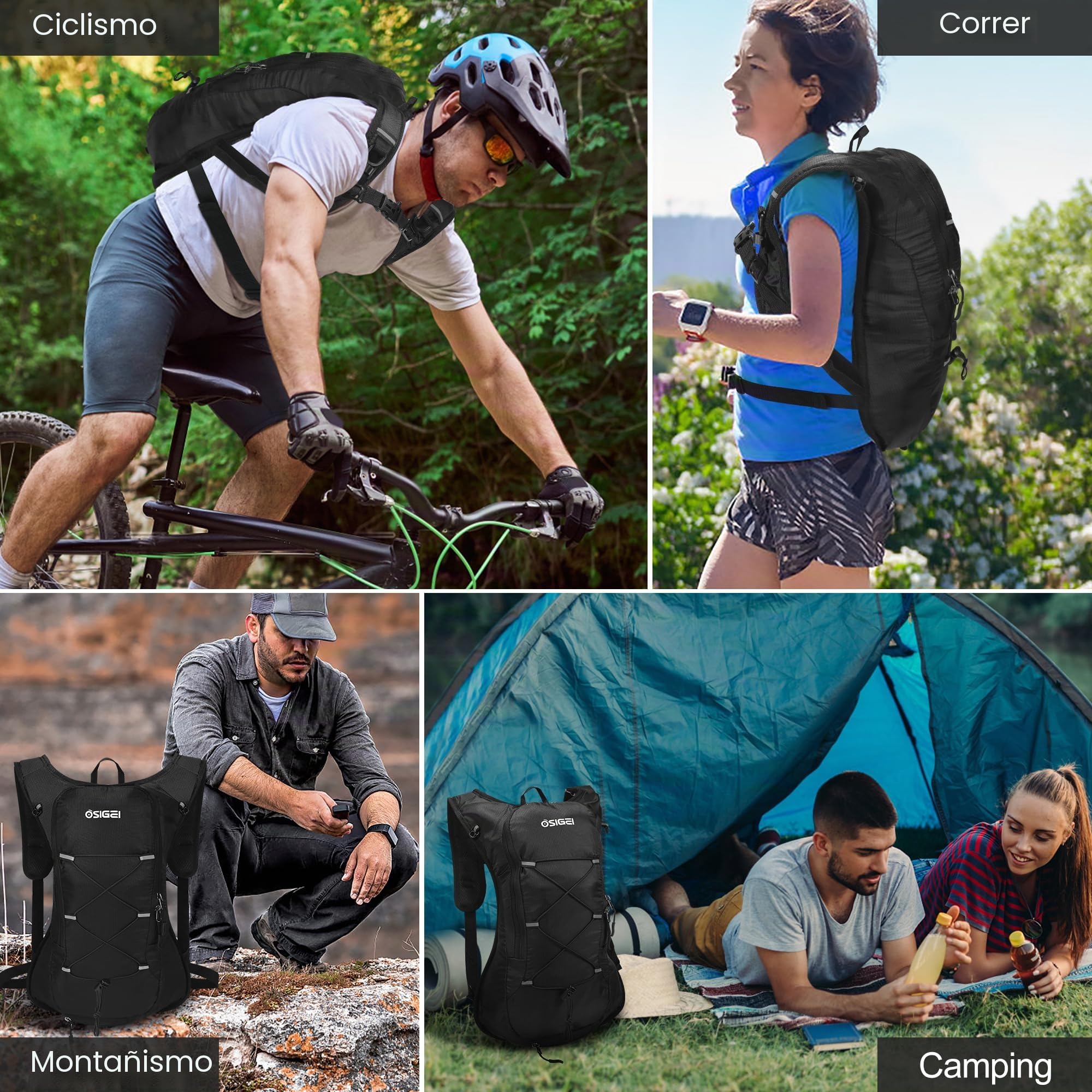 Mochila de Bicicleta Ultraligera con Red para Casco, Mochila de hidratación, Impermeable, para Senderismo, Escalada, Ciclismo, Correr, Camping, Mochila Deportiva Ultraligera