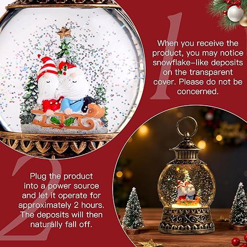 Miniatura 82 de Globo de nieve de muñeco de nieve de Navidad, linterna musical de muñeco de nieve con temporizador de 6 horas forrado por USB, funciona