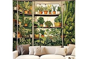 Green Tapestry Cottagecore Plant, Wall Decor Tapestry