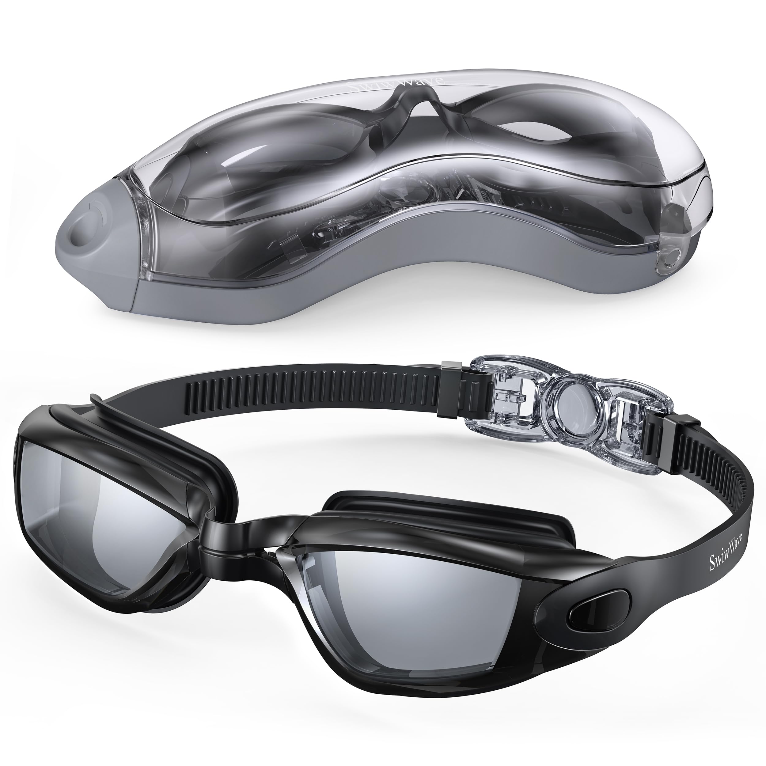 SwiwWave Swimming Goggles for Adult Youth, No Leaking with Storage Case