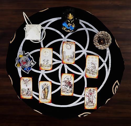 Miniatura 9 de Indian Consigners Paño de altar Triple Moon Goddess Silver Witchcraft Tarot Spread 36 x 36 pulgadas, mantel Alter Wiccan (Special Triple Goddess