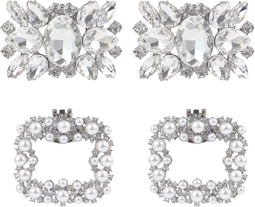 kilofly Elegant Rhinestones Decorations Charms Shoe Clips 2