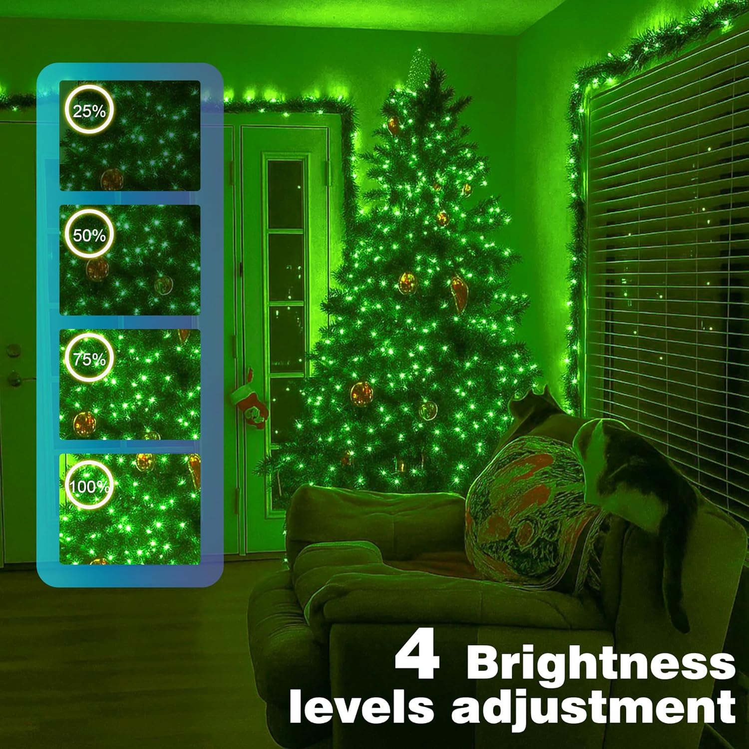 Christmas Lights 500LED 164FT, Waterproof Christmas Tree Lights with 8 Modes, Remote Control 3 Timers & Memory Function Xmas Decorations for House and Holiday (Green) - Image 4
