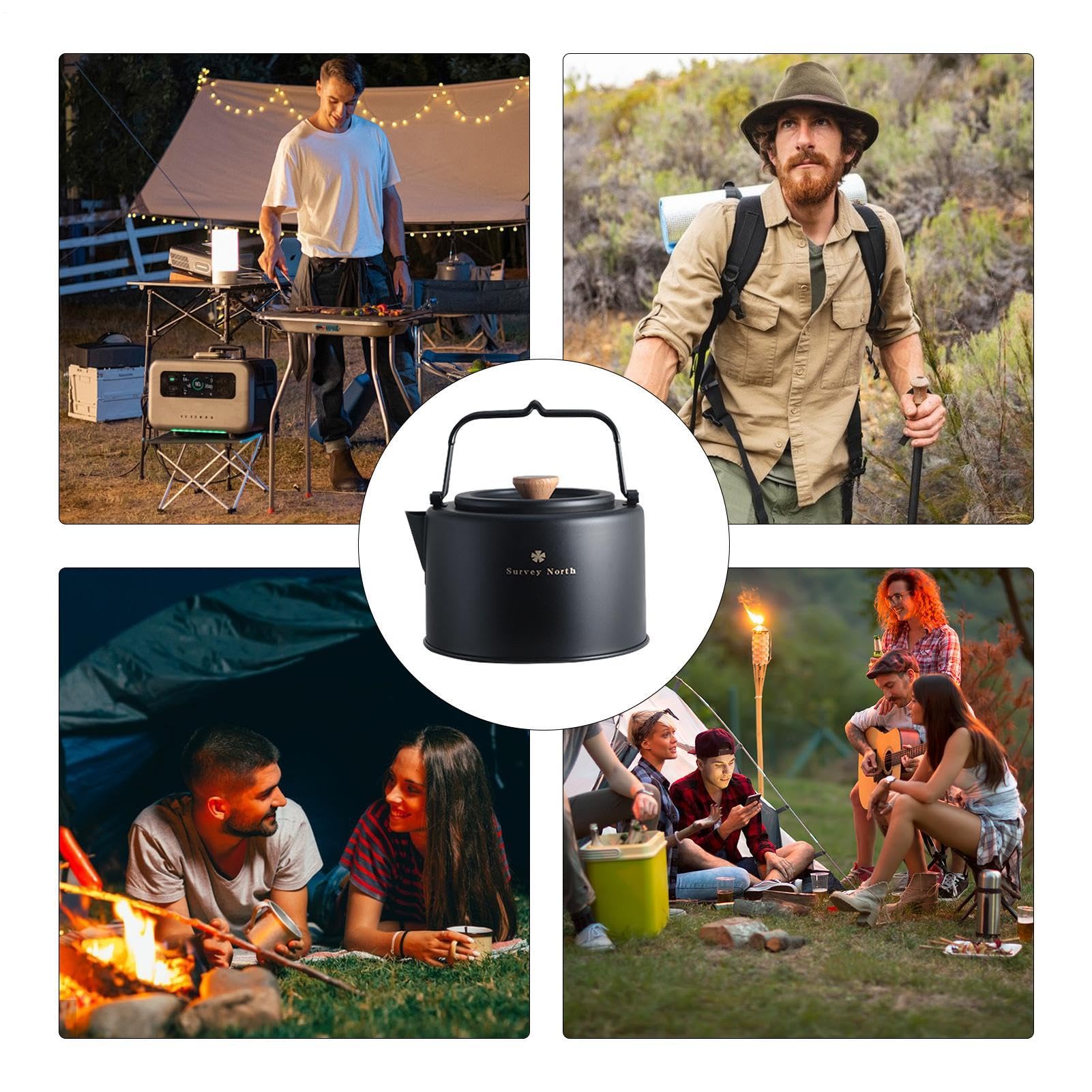 Generisch de camping, para exteriores, 1 L, hervidor de agua portátil