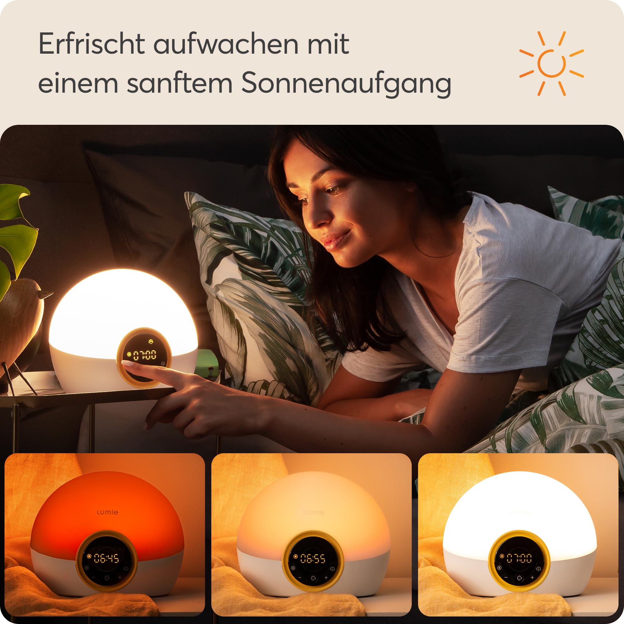 Lumie Bodyclock Rise 100 Weckwecker mit Sonnenaufgang und Sonnenuntergang, Weiß